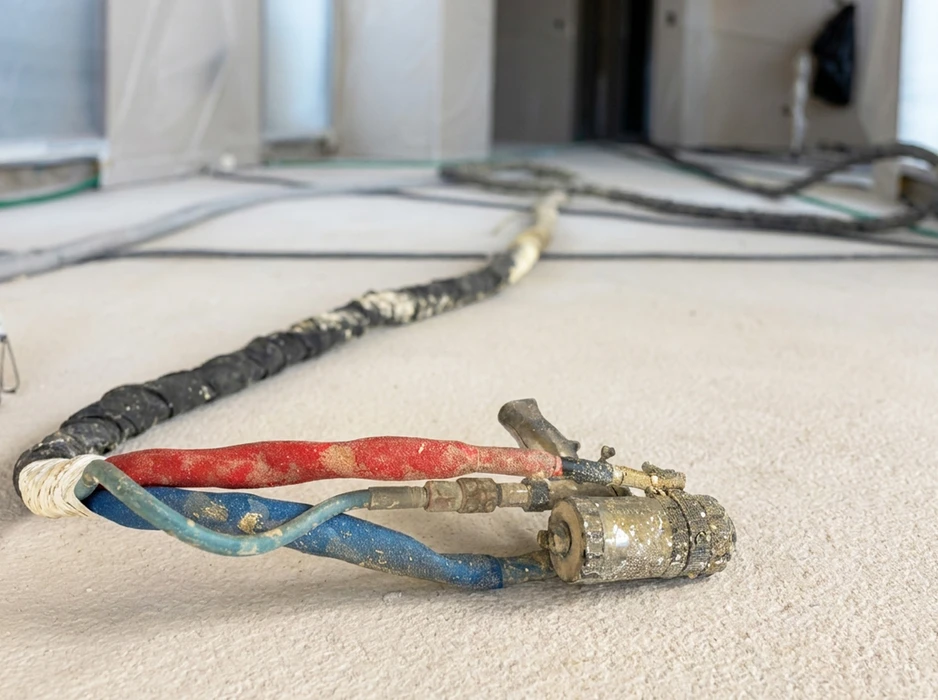 Chantier intérieur, sol en béton lissé